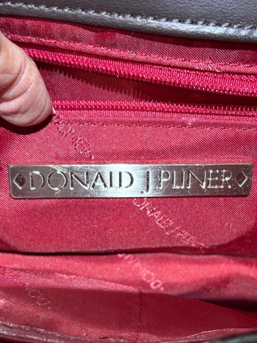 Donald J Pliner Snakeskin & Leather Clutch Cutch Removable Strap & Dust Cover